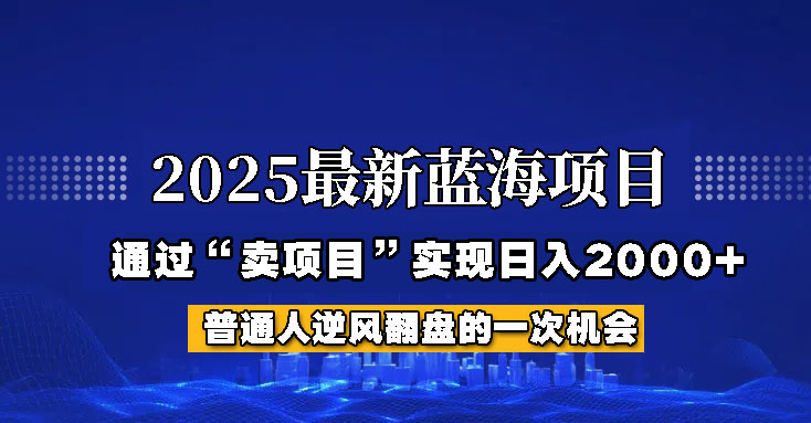 2025年蓝海项目，如何通过“网创项目”日入2000+-偏门项目网