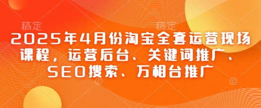 2025年4月份淘宝全套运营现场课程，运营后台、关键词推广、SEO搜索、万相台推广-偏门项目网