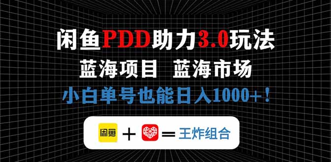 闲鱼卖拼多多助力项目，蓝海市场新手也能单号日入1000+-偏门项目网