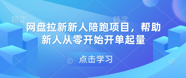 网盘拉新新人陪跑项目，帮助新人从零开始开单起量-偏门项目网