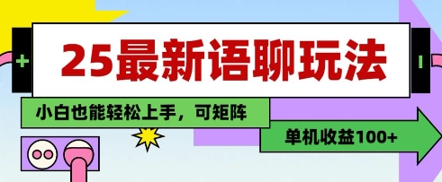 25年最新语聊玩法，纯手工，单机收益100+，小白也能轻松上手，可矩阵操作-偏门项目网