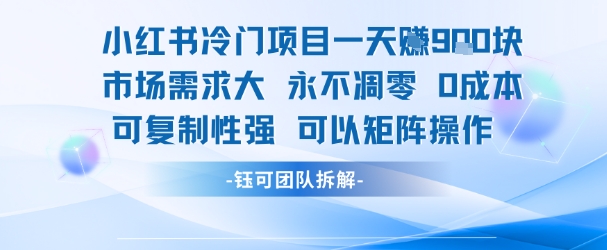 小红书冷门项目一天收益9张，市场需求大，0成本，可复制性强可以矩阵操作-偏门项目网
