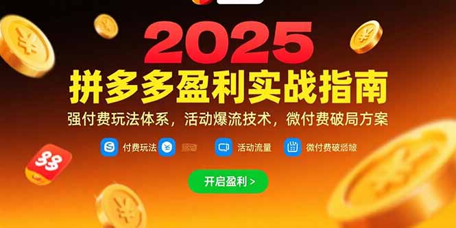 拼多多盈利实战指南，强付费玩法，活动爆流技术，微付费破局方案(更新7月-偏门项目网