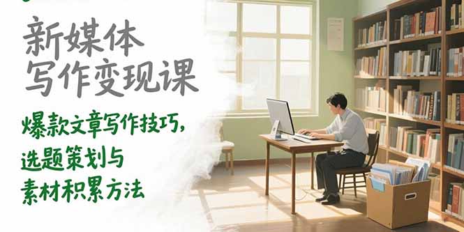 新媒体写作变现课，爆款文章写作技巧，选题策划与素材积累方法-偏门项目网