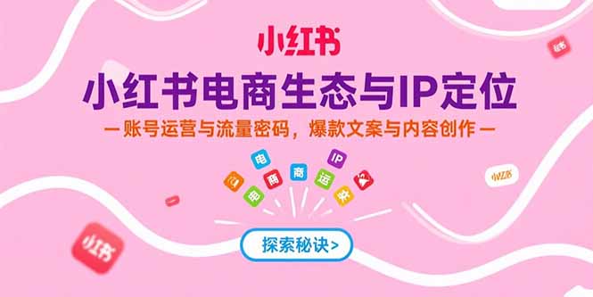 小红书电商生态与IP定位，账号运营与流量密码，爆款文案与内容创作-偏门项目网