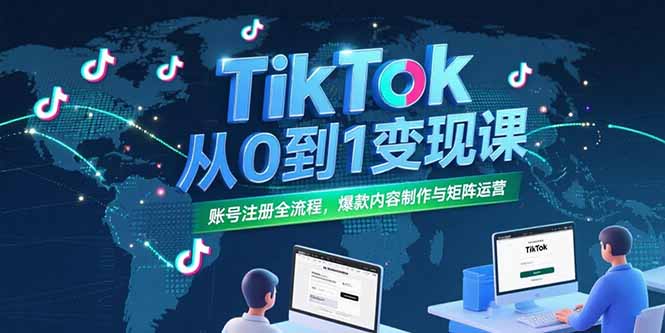 TikTok从0到1变现课，账号注册全流程，爆款内容制作与矩阵运营-偏门项目网