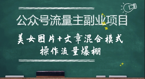 公众号流量主副业项目，美女图片+文章混合模式操作流量爆棚-偏门项目网