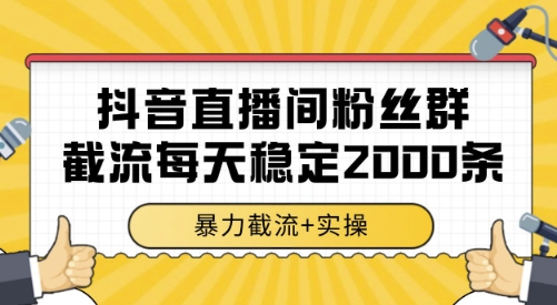 抖音直播间粉丝群截流，稳定采集数据全行业通用 2000条数据一天【揭秘】-偏门项目网