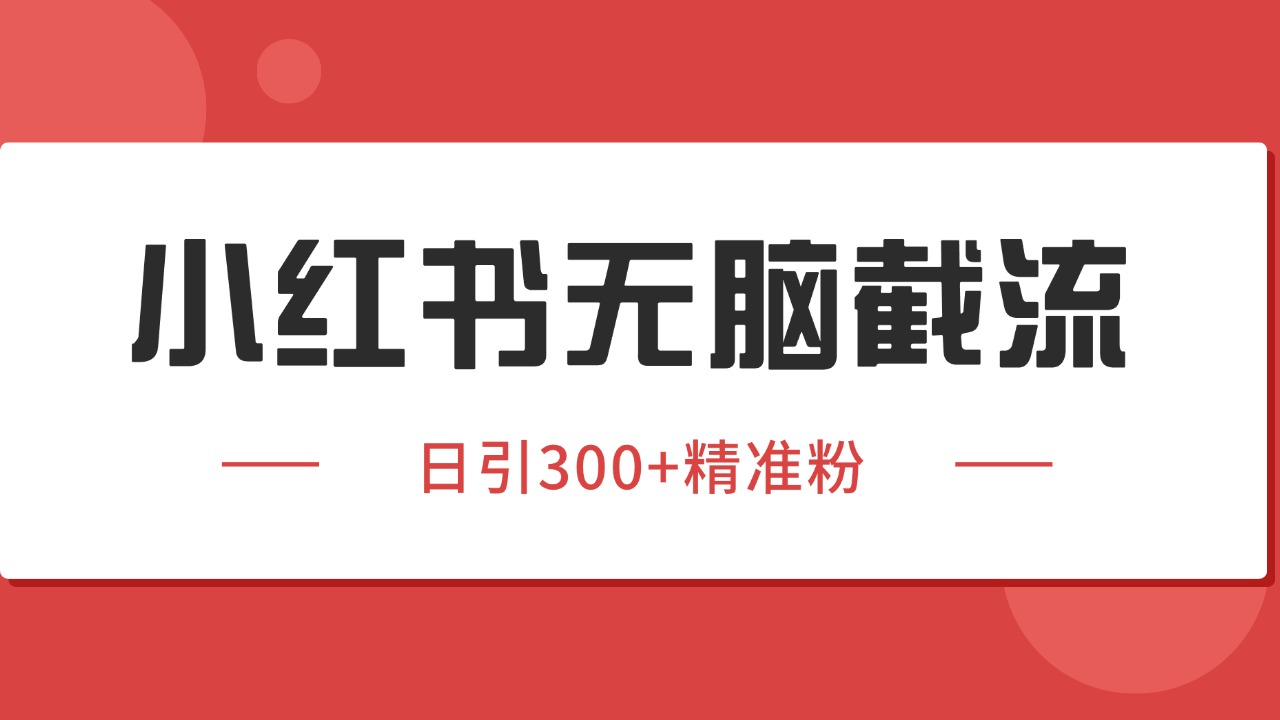 小红书截流同行客源，独家野路子获客玩法 日引200+暴力获客-偏门项目网