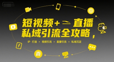 短视频+直播私域引流全攻略，IP打造 +视频引流 +直播引流 +私域沉淀-偏门项目网