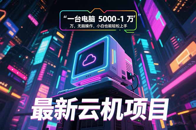 最新云机项目 一台电脑5000到10000 无脑操作小白也能轻松上手-偏门项目网