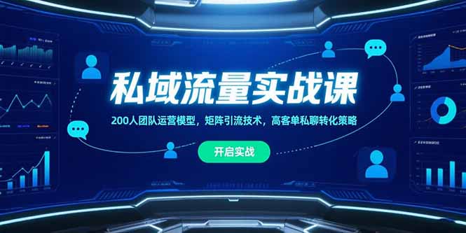 私域流量实战课，200人团队运营模型，矩阵引流技术，高客单私聊转化策略-偏门项目网