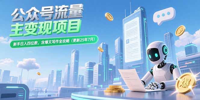 公众号流量主变现项目，新手日入四位数，含爆文写作全攻略(更新25年7月-偏门项目网