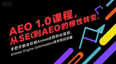 AEO 1.0 课程，从SEO到AE0的基命性转变，手把手教会你用AnswerEngineOptimization技术抢回流量-偏门项目网