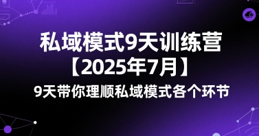 私域模式9天训练营【2025年7月】​9天带你理顺私域模式各个环节-偏门项目网