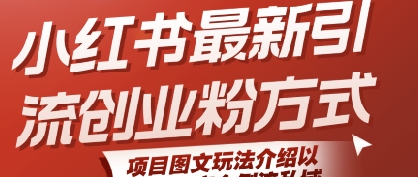 小红书最新引流创业粉方式，项目图文玩法介绍以及如何安全倒流私域-偏门项目网