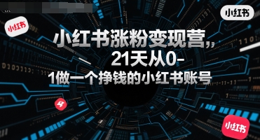 小红书涨粉变现营，21天从0-1做一个挣钱的小红书账号-偏门项目网