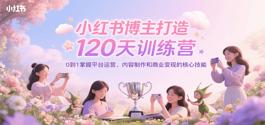 小红书博主打造120天训练营，0到1掌握平台运营、内容制作和商业变现-偏门项目网