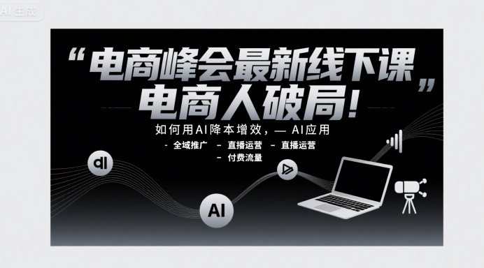 电商峰会最新线下课，电商人破局，如何用AI降本增效，AI应用-全域推广-直播运营-付费流量-偏门项目网