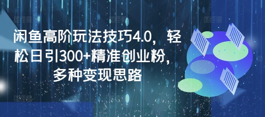 闲鱼高阶玩法技巧4.0，轻松日引300+精准创业粉，多种变现思路-偏门项目网