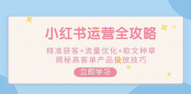 小红书运营全攻略，精准获客+流量优化+软文种草，揭秘高客单产品投放技巧-偏门项目网