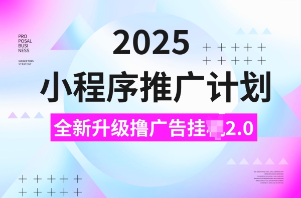 2025小程序推广计划，撸广告挂JI3.0玩法，日均5张【揭秘】-偏门项目网