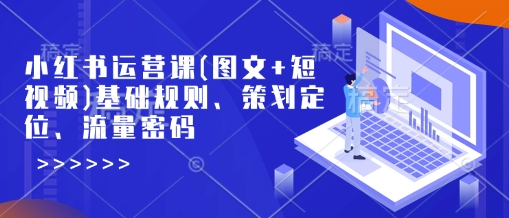 小红书运营课(图文+短视频)基础规则、策划定位、流量密码-偏门项目网