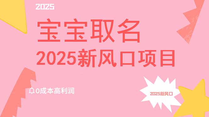 2025新风口项目宝宝取名，0成本高利润，附保姆级教程，月入过万不是梦-偏门项目网