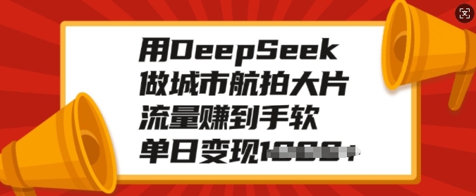 用DeepSeek做城市航拍大片，流量赚到手软，单日变现多张-偏门项目网