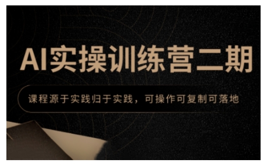 AI实操训练营二期，课程源于实践归于实践，可操作可复制可落地-偏门项目网