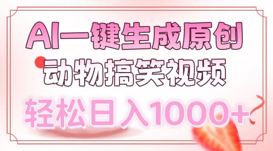 AI一键生成原创动物搞笑视频，轻松日入1000+-偏门项目网