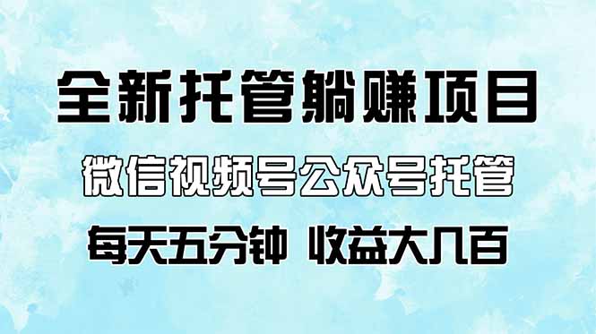 全新托管躺赚项目，微信视频号公众号托管代运营，每天五分钟，收益大几百-偏门项目网