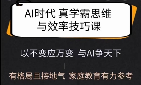 Ai时代真学霸思维与学习方法课，有格局且接地气，家庭教育有力参考-偏门项目网