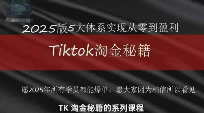 TikTok跨境2025淘金秘籍，​2025TikTok从0到盈利变现-偏门项目网