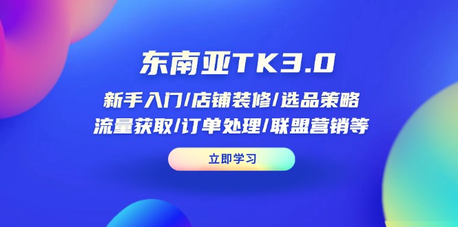 东南亚TK3.0：新手入门/店铺装修/选品策略/流量获取/订单处理/联盟营销等-偏门项目网