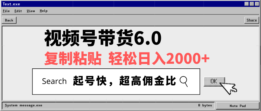 视频号带货6.0，轻松日入2000+，起号快，复制粘贴即可，超高佣金比-偏门项目网