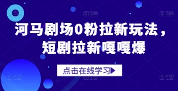 河马剧场0粉拉新玩法，短剧拉新嘎嘎爆-偏门项目网