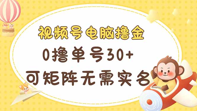 视频号电脑撸金 0撸单号30+ 可矩阵 无需实名多号多得-偏门项目网