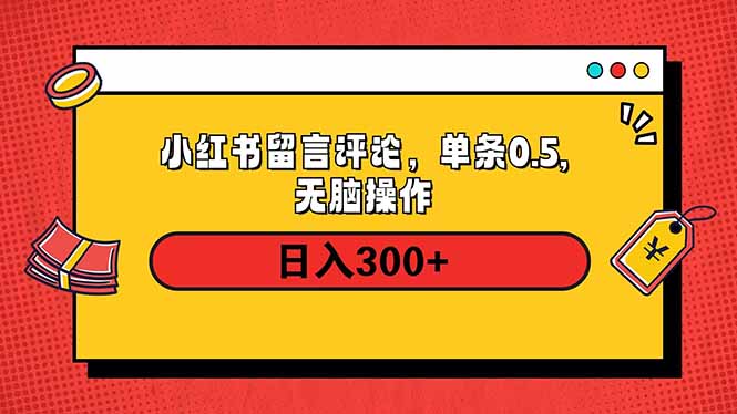 小红书评论单条0.5元，日入300＋，无上限，详细操作流程-偏门项目网