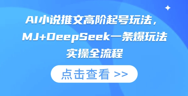 AI小说推文高阶起号玩法，MJ+DeepSeek一条爆玩法实操全流程-偏门项目网
