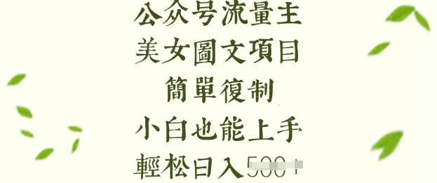流量主长期收益项目，美女图片简单复制，小白也能上手，轻松日入5张-偏门项目网