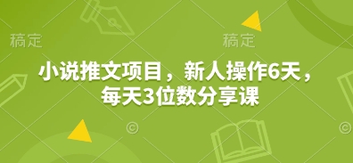 小说推文项目，新人操作6天，每天3位数分享课-偏门项目网
