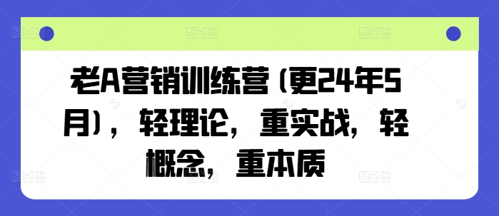 老A营销训练营(更25年1月)，轻理论，重实战，轻概念，重本质-偏门项目网