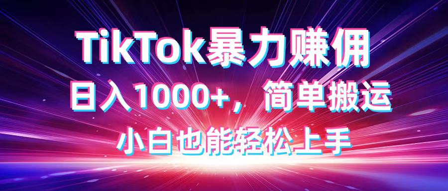 TikTok搬运暴力赚佣，日入1000+，简单搬运，小白也能轻松上手-偏门项目网