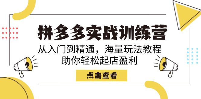 拼多多实战训练营，从入门到精通，海量玩法教程，助你轻松起店盈利-偏门项目网