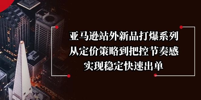 亚马逊站外新品打爆系列，从定价策略到把控节奏感，实现稳定快速出单-偏门项目网