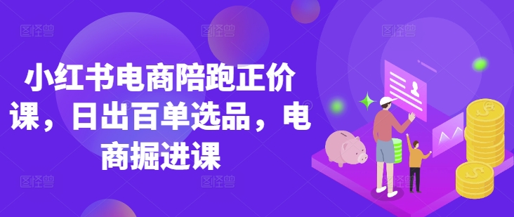 小红书电商陪跑正价课，小红书官方认证电商讲师教学，日出百单选品，电商掘进课-偏门项目网