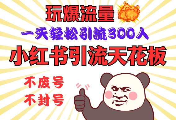 小红书引流天花板，玩爆流量，一天轻松引流300人，安全操作-偏门项目网
