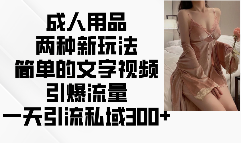 成人用品两种新玩法，简单的文字视频引爆流量，一天引流私域300+-偏门项目网