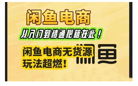 闲鱼电商实战课，从入门到精通秘籍在此，闲鱼电商无货源玩法超燃!-偏门项目网